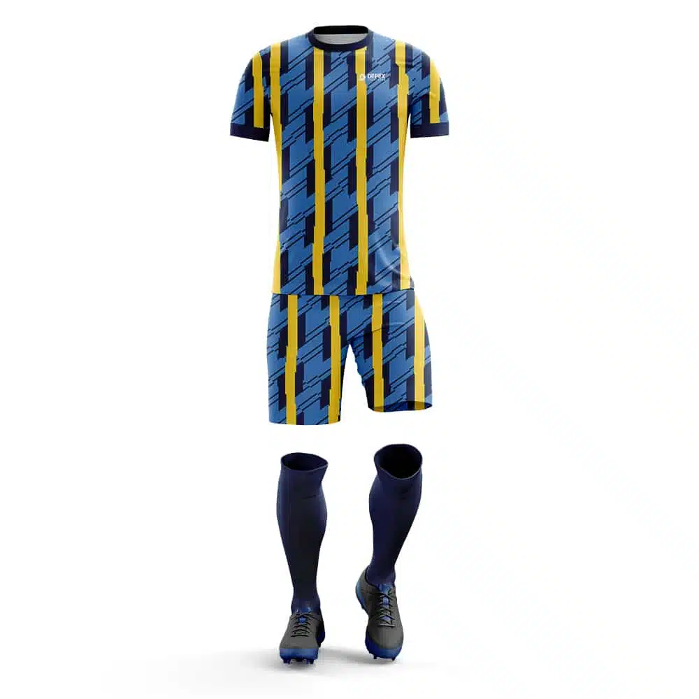 Linear Sublimated Football Kits with 3D Customization Options