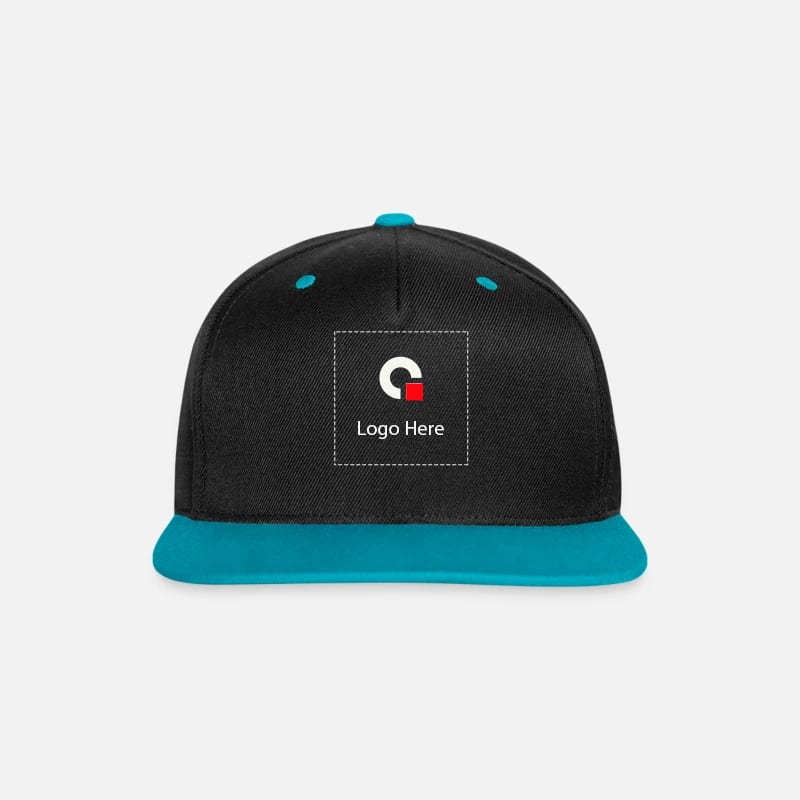 Custom Snapback Caps for Men & Women | Combination of Black & Teal Blue Cap with Logo
