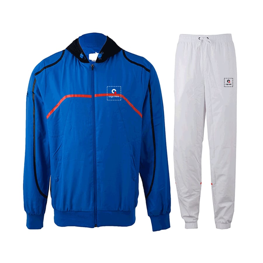 Dynamic Mens Tracksuit | Personalized Blue & White Track Suits Manufacture